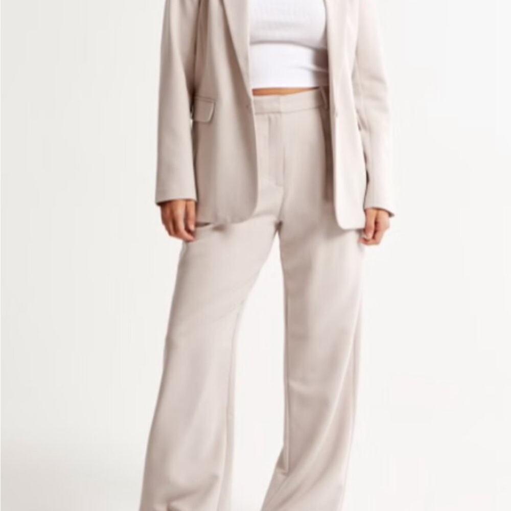 Abercrombie & Fitch Light Beige Wide Leg Trousers